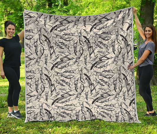 Hand Drawn Mantis Pattern Print Quilt