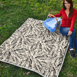 Hand Drawn Mantis Pattern Print Quilt