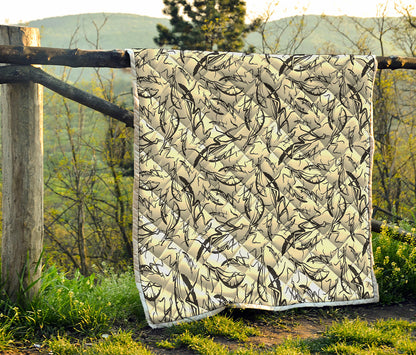 Hand Drawn Mantis Pattern Print Quilt