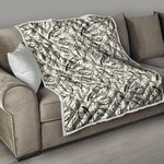 Hand Drawn Mantis Pattern Print Quilt