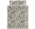Hand Drawn Mantis Pattern Print Quilt Bed Set