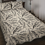 Hand Drawn Mantis Pattern Print Quilt Bed Set