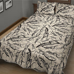 Hand Drawn Mantis Pattern Print Quilt Bed Set