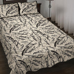 Hand Drawn Mantis Pattern Print Quilt Bed Set