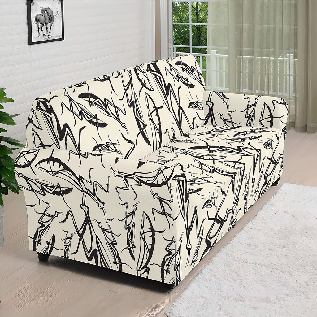 Hand Drawn Mantis Pattern Print Sofa Cover