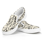 Hand Drawn Mantis Pattern Print White Slip On Shoes