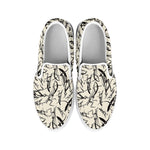 Hand Drawn Mantis Pattern Print White Slip On Shoes