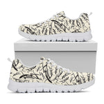 Hand Drawn Mantis Pattern Print White Sneakers