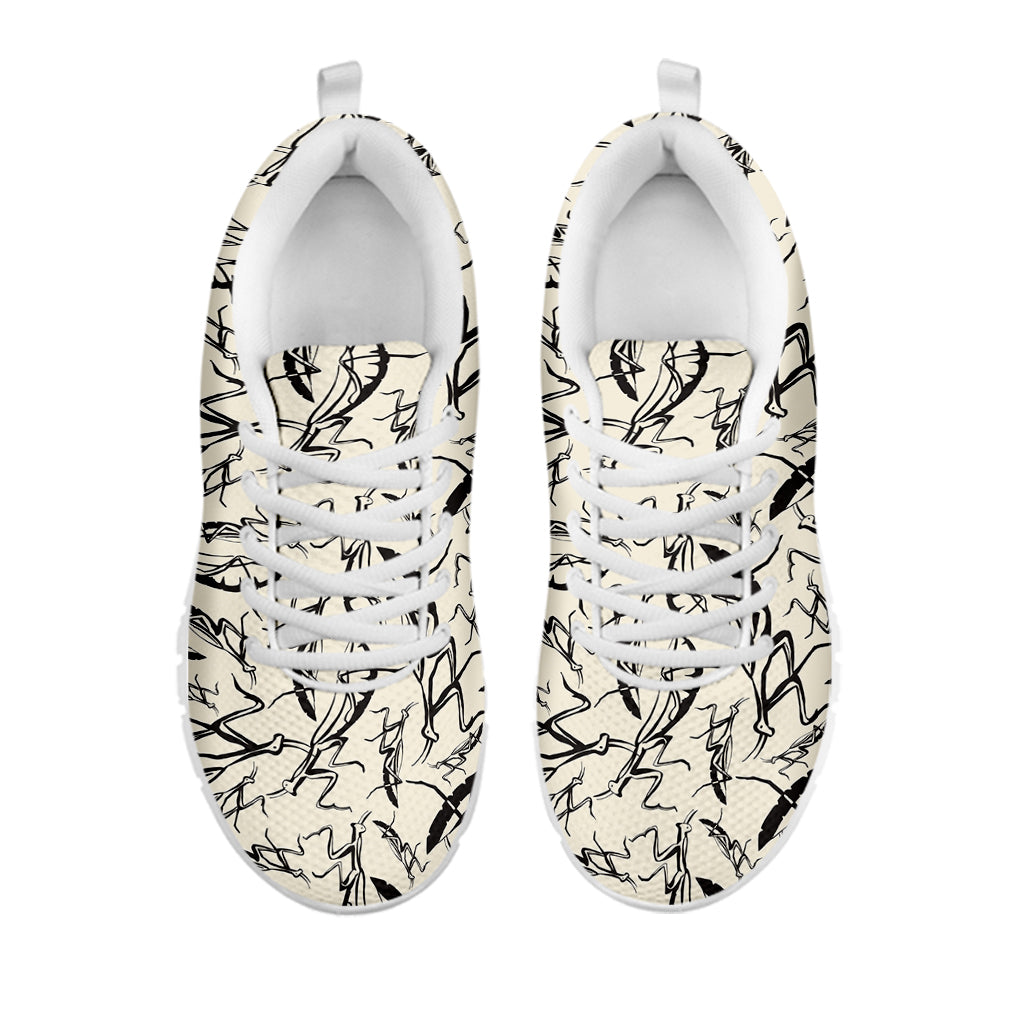 Hand Drawn Mantis Pattern Print White Sneakers