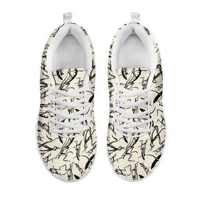 Hand Drawn Mantis Pattern Print White Sneakers