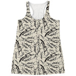 Hand Drawn Mantis Pattern Print Women's Racerback Tank Top