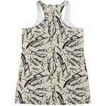 Hand Drawn Mantis Pattern Print Women's Racerback Tank Top