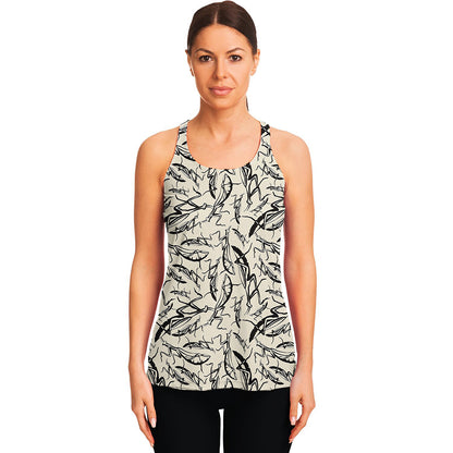 Hand Drawn Mantis Pattern Print Women's Racerback Tank Top