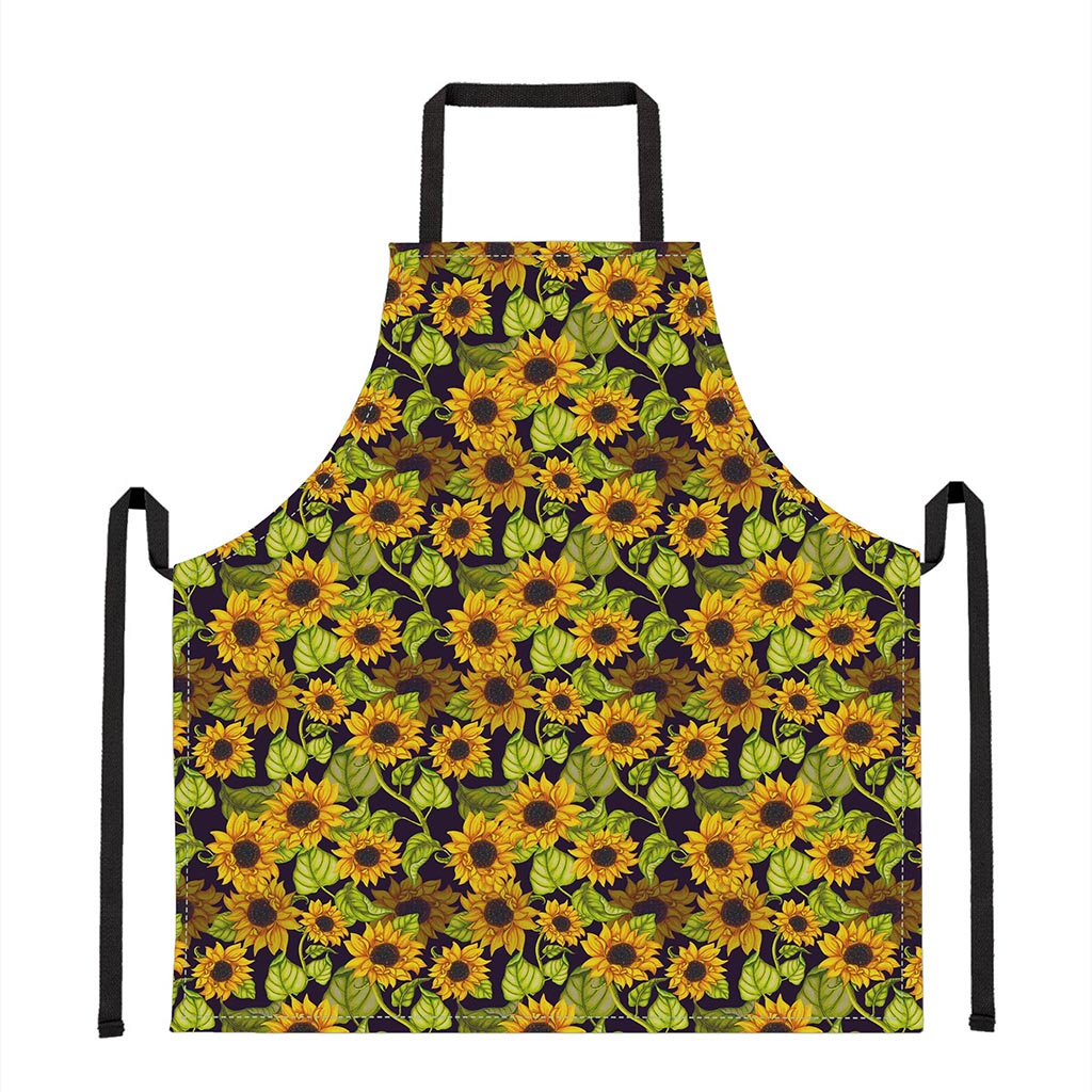 Hand Drawn Sunflower Pattern Print Apron