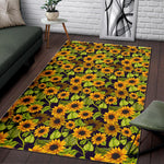 Hand Drawn Sunflower Pattern Print Area Rug GearFrost