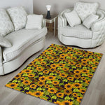 Hand Drawn Sunflower Pattern Print Area Rug GearFrost