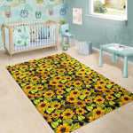 Hand Drawn Sunflower Pattern Print Area Rug GearFrost