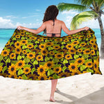 Hand Drawn Sunflower Pattern Print Beach Sarong Wrap