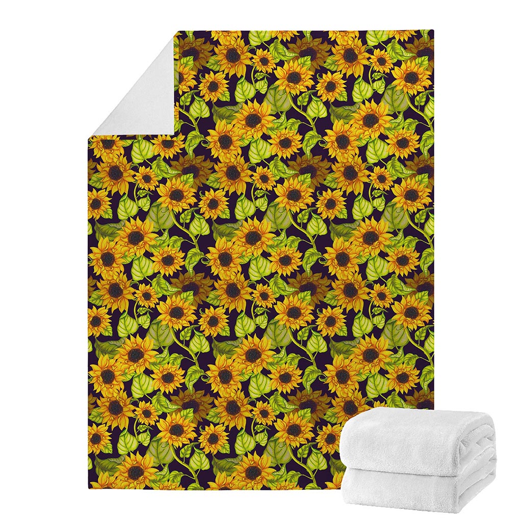 Hand Drawn Sunflower Pattern Print Blanket