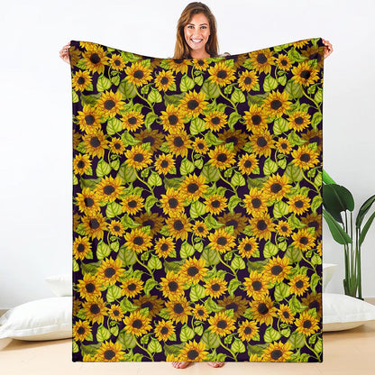 Hand Drawn Sunflower Pattern Print Blanket