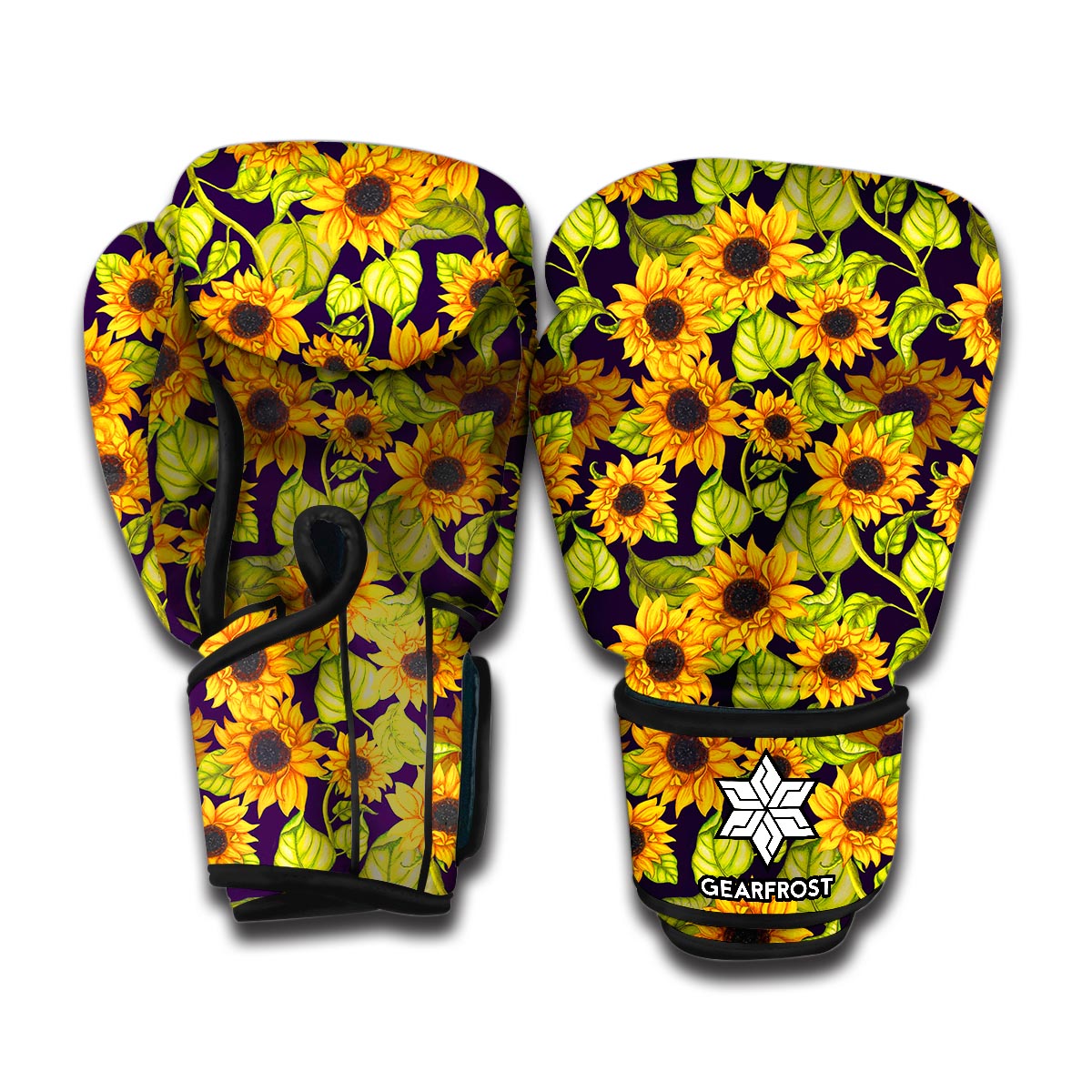 Hand Drawn Sunflower Pattern Print Boxing Gloves