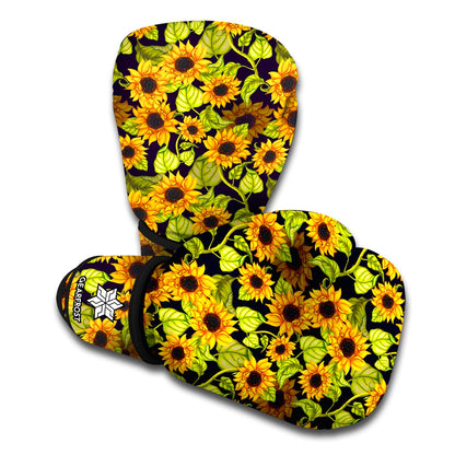 Hand Drawn Sunflower Pattern Print Boxing Gloves