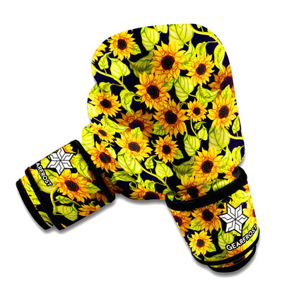 Hand Drawn Sunflower Pattern Print Boxing Gloves