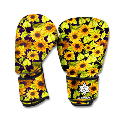 Hand Drawn Sunflower Pattern Print Boxing Gloves