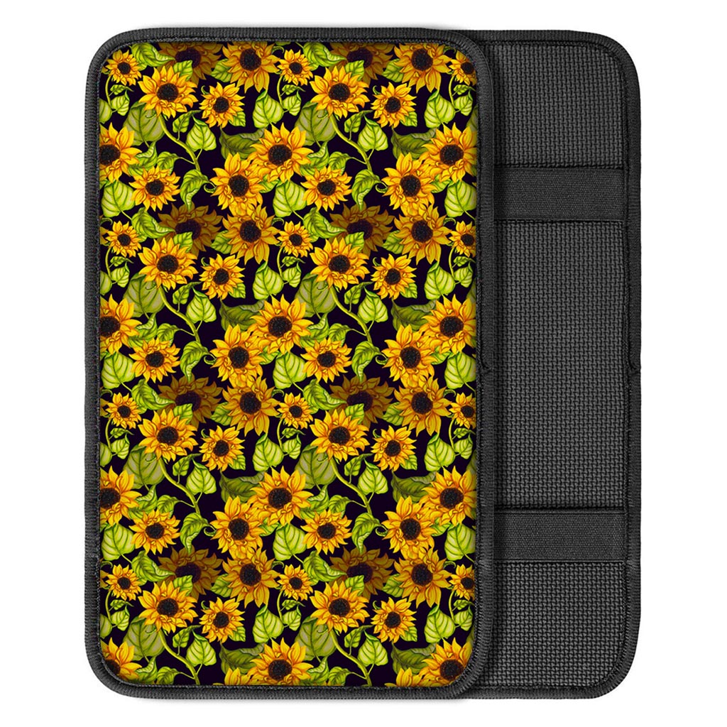 Hand Drawn Sunflower Pattern Print Car Center Console Cover