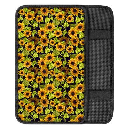 Hand Drawn Sunflower Pattern Print Car Center Console Cover