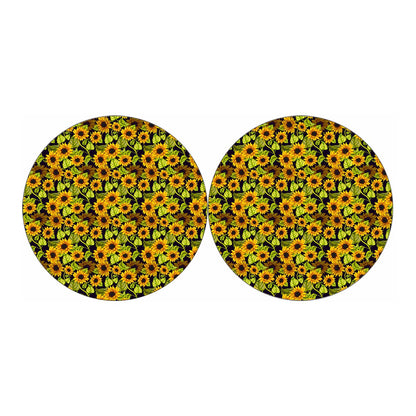 Hand Drawn Sunflower Pattern Print Car Coasters