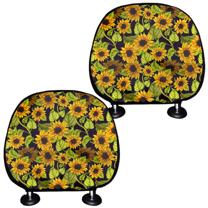 Hand Drawn Sunflower Pattern Print Car Headrest Covers