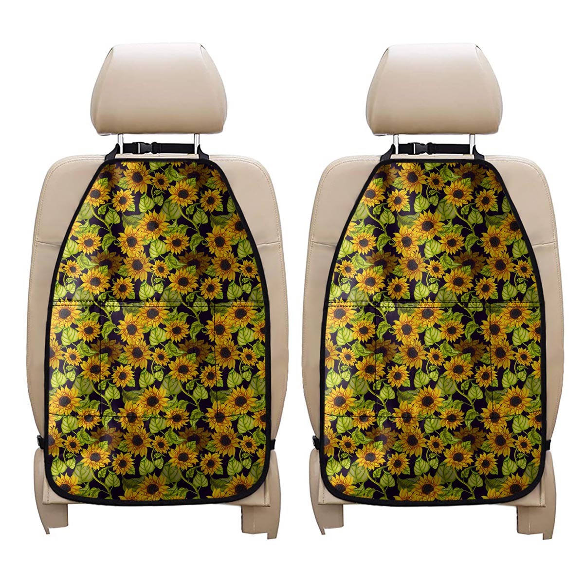 Hand Drawn Sunflower Pattern Print Car Seat Organizers