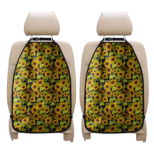 Hand Drawn Sunflower Pattern Print Car Seat Organizers