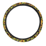 Hand Drawn Sunflower Pattern Print Car Steering Wheel Cover