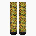 Hand Drawn Sunflower Pattern Print Crew Socks