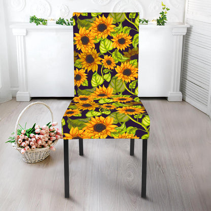 Hand Drawn Sunflower Pattern Print Dining Chair Slipcover