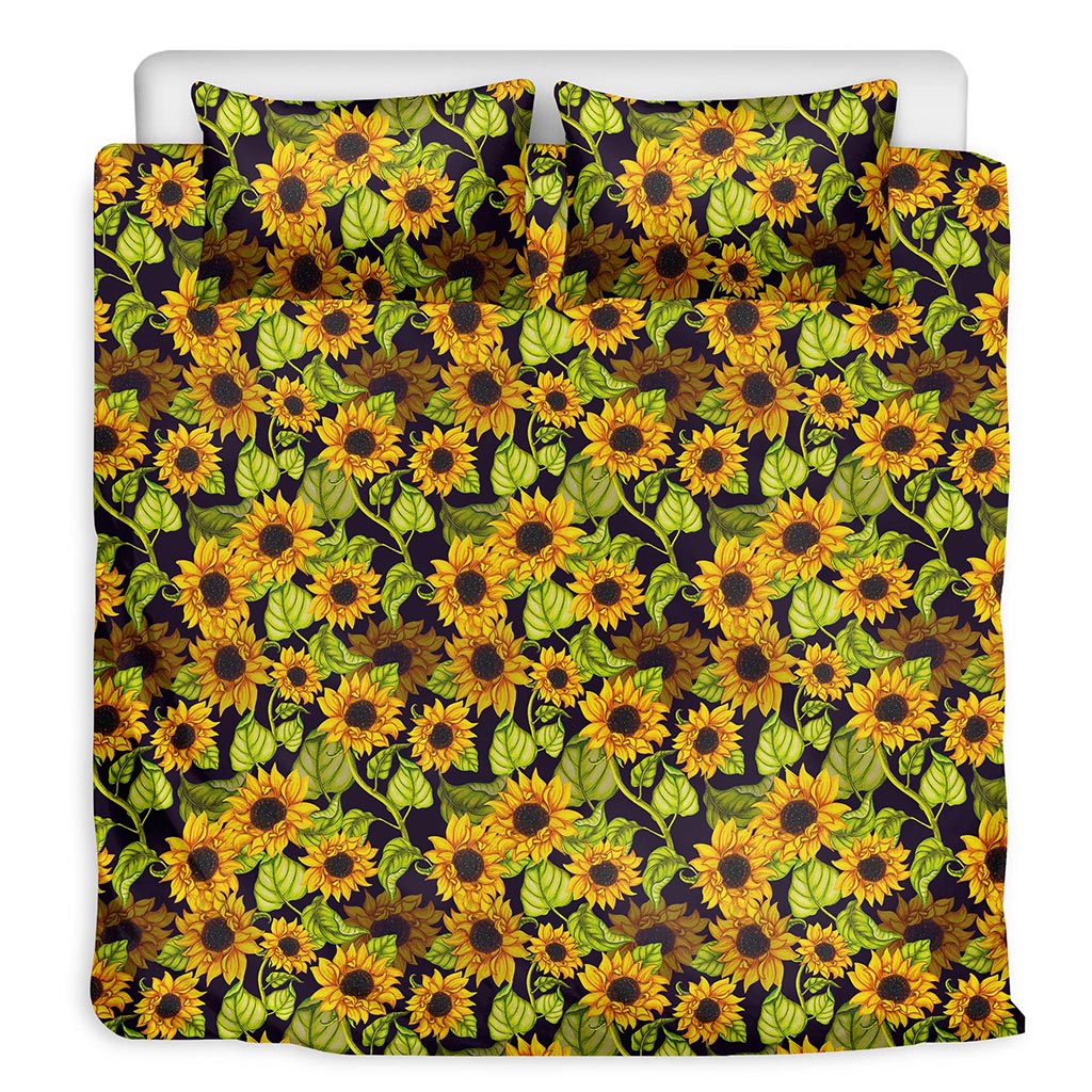 Hand Drawn Sunflower Pattern Print Duvet Cover Bedding Set