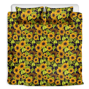 Hand Drawn Sunflower Pattern Print Duvet Cover Bedding Set