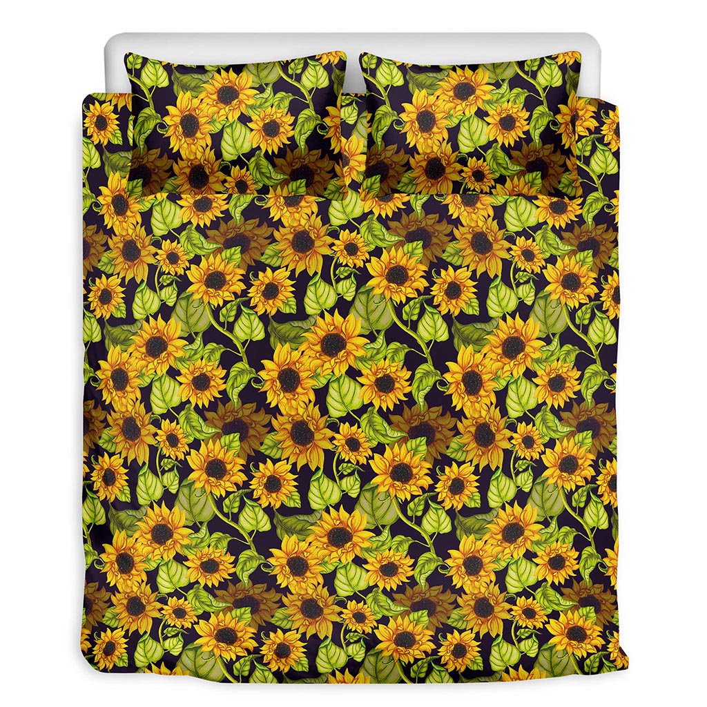 Hand Drawn Sunflower Pattern Print Duvet Cover Bedding Set