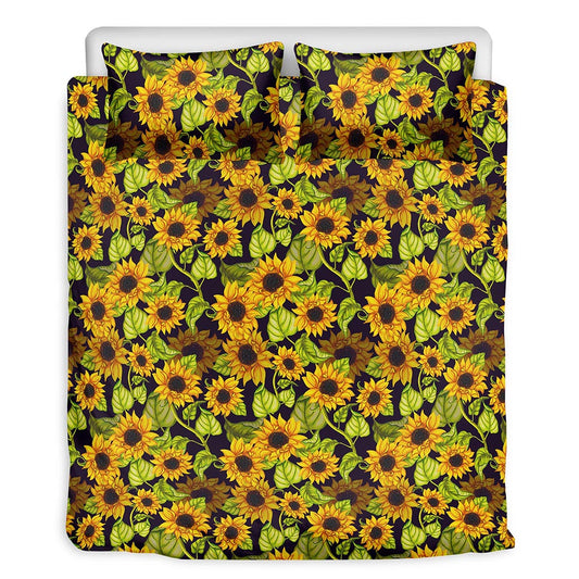 Hand Drawn Sunflower Pattern Print Duvet Cover Bedding Set