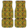 Hand Drawn Sunflower Pattern Print Front and Back Car Floor Mats
