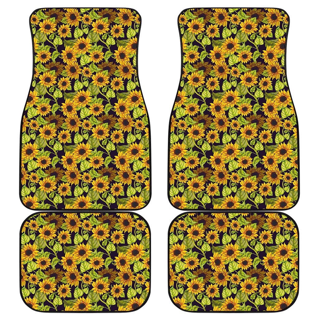 Hand Drawn Sunflower Pattern Print Front and Back Car Floor Mats