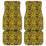 Hand Drawn Sunflower Pattern Print Front and Back Car Floor Mats