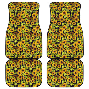 Hand Drawn Sunflower Pattern Print Front and Back Car Floor Mats