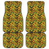 Hand Drawn Sunflower Pattern Print Front and Back Car Floor Mats