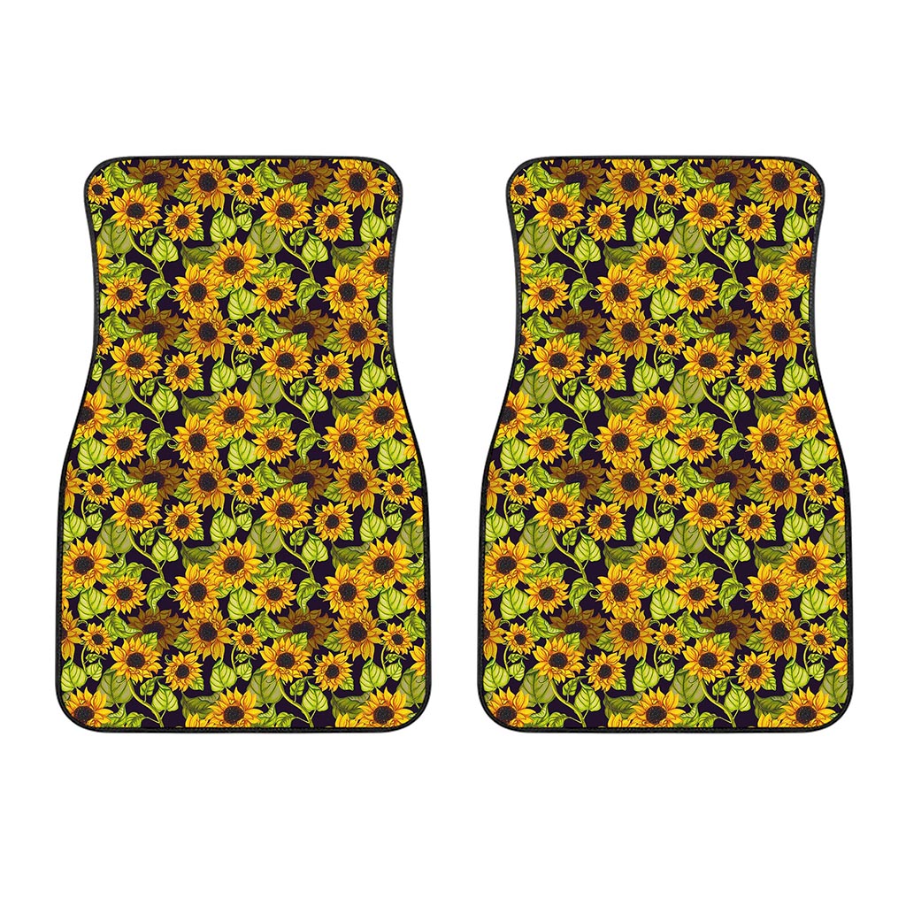 Hand Drawn Sunflower Pattern Print Front Car Floor Mats