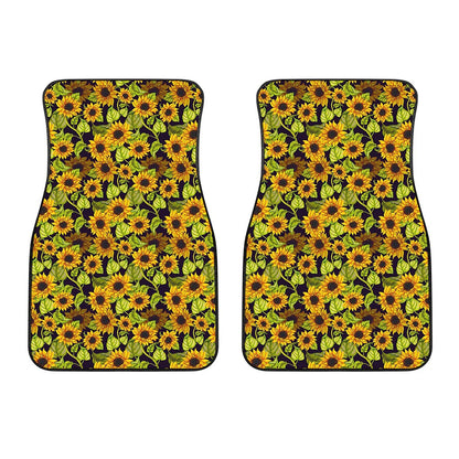 Hand Drawn Sunflower Pattern Print Front Car Floor Mats