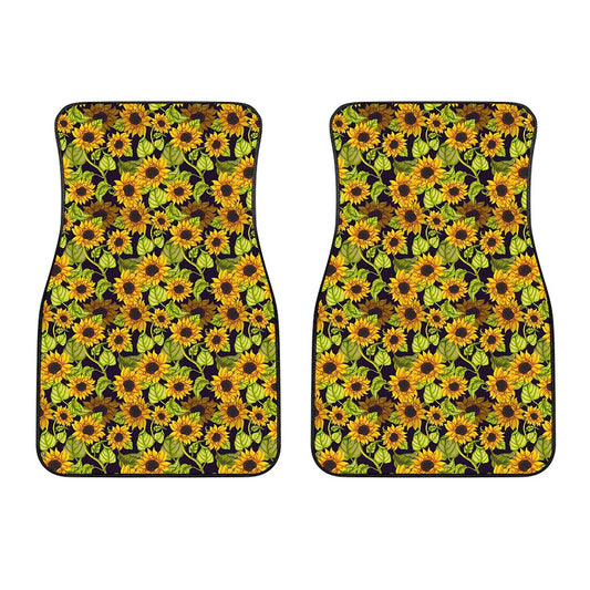 Hand Drawn Sunflower Pattern Print Front Car Floor Mats