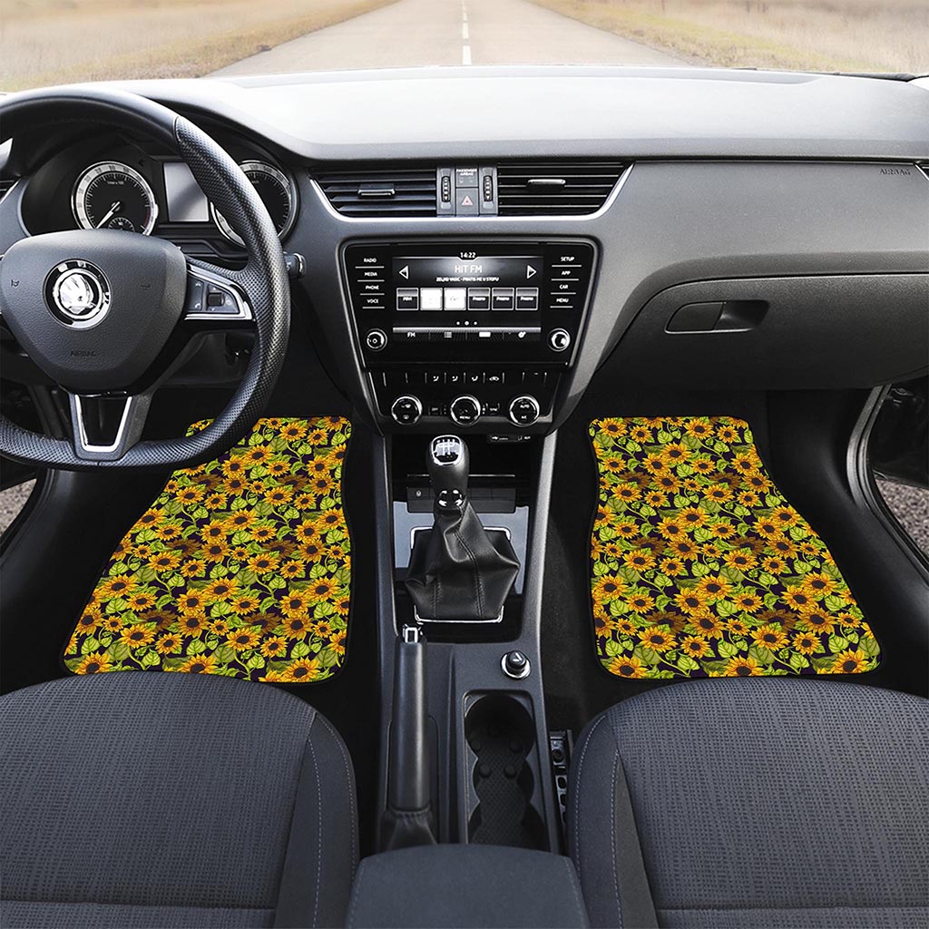 Hand Drawn Sunflower Pattern Print Front Car Floor Mats